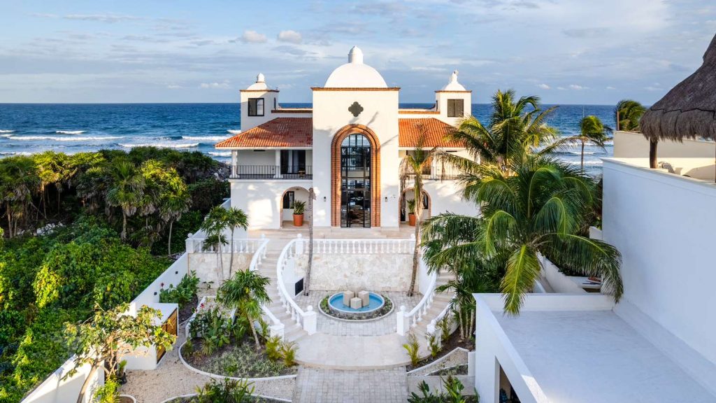 Bella Vita luxury beachfront villa in Tulum overlooking Tankah Bay and the Caribbean Sea