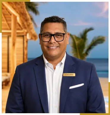 Bella Vita Tulum concierge standing on the beach near the villa