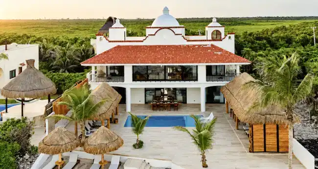 bella vita tulum 8 bedroom villa tankah bay aerial exterior