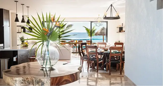 bella vita tulum-luxury villa interior dining ocean view