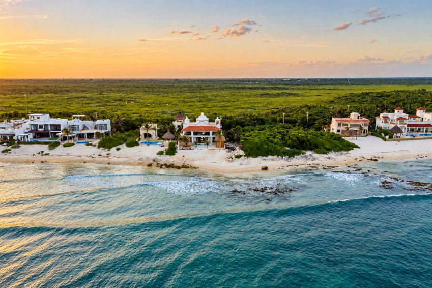 Bella Vita Tulum luxury villa Tankah Bay aerial view